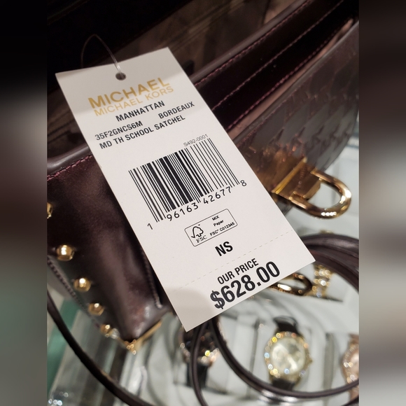 🔥Price drops New 🎀 Michael Kors MANHATTAN MD Satchel Bordeaux Color - Picture 6 of 10